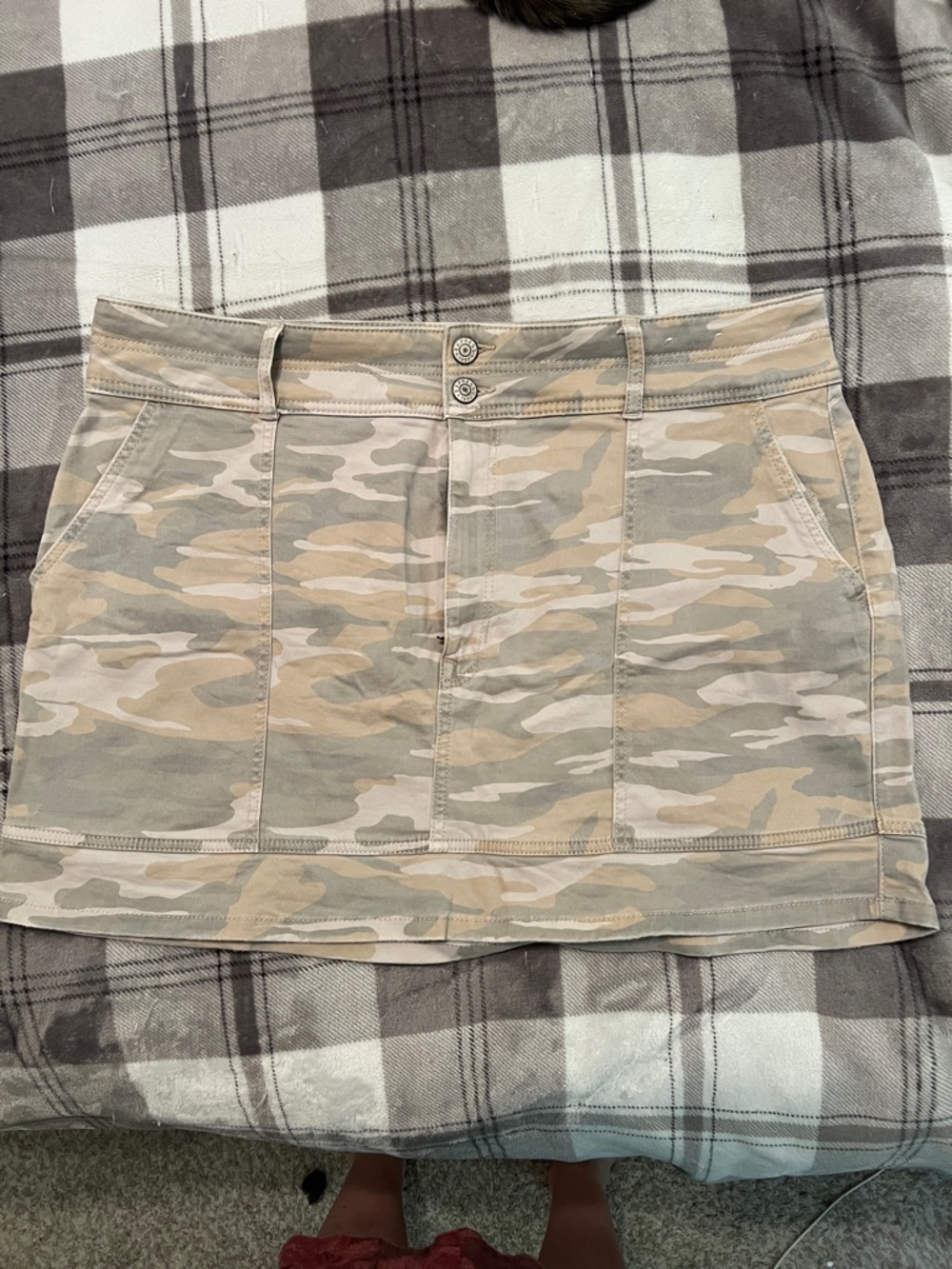 Express Mini Skirt in Tan and Light Gray Camo